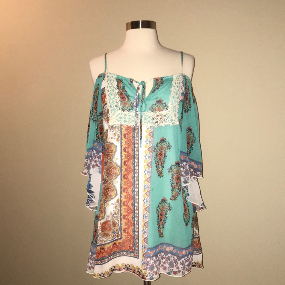 Teal Bohemian Dress👗EUC